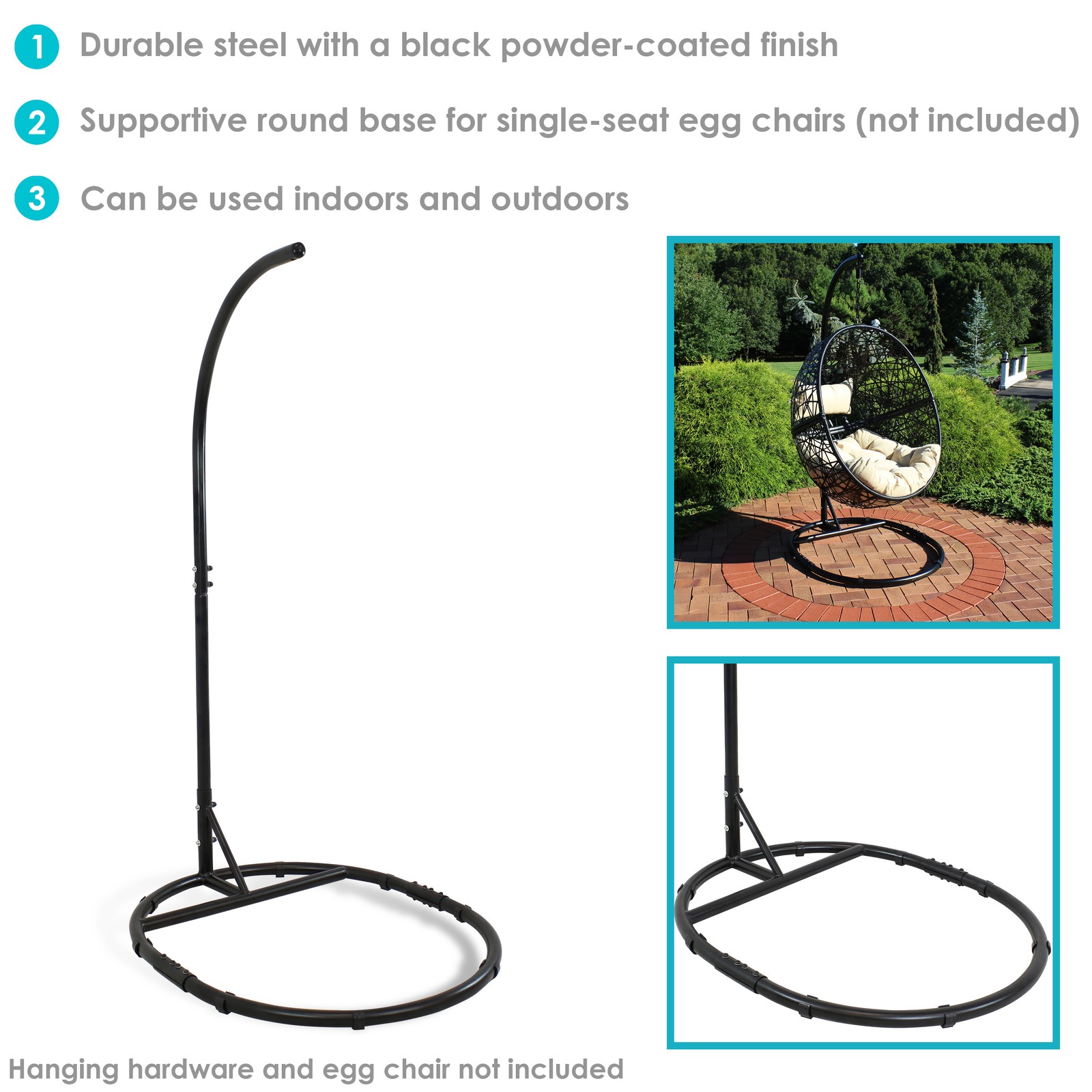 Rounded Base Powder-Coated Steel Egg Chair Stand - 76 in by Sunnydaze gallery