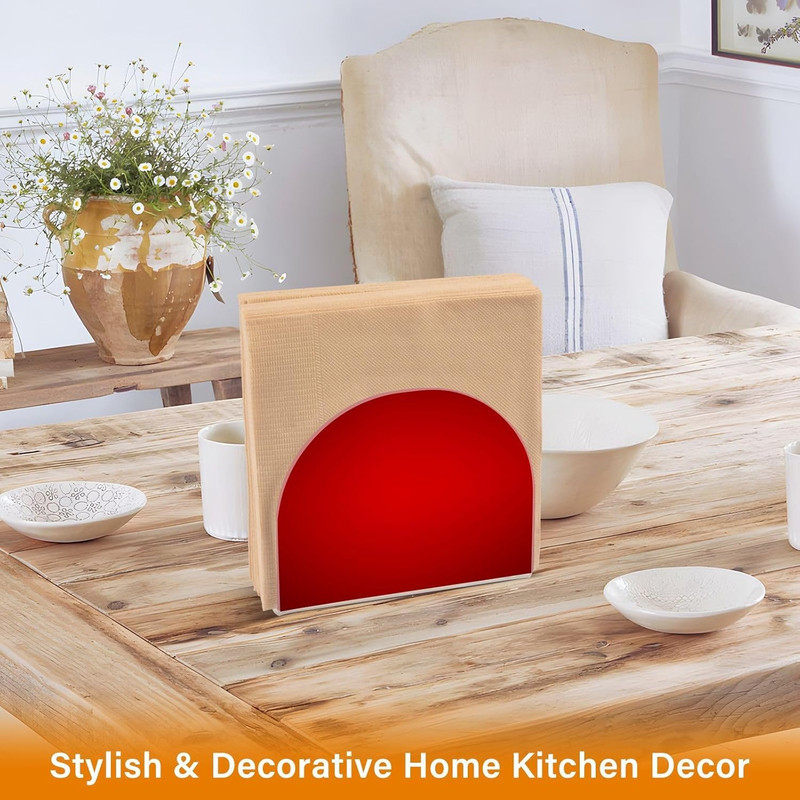 Plain Red Solid Color Napkin Holder Table Standing Kitchen Dining Room Decor gallery