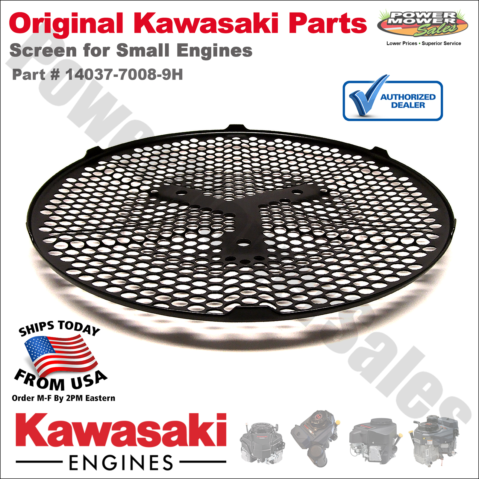 Genuine OEM Kawasaki Screen for Small Engines / FR651V-AS00, 14037-7008-9H gallery