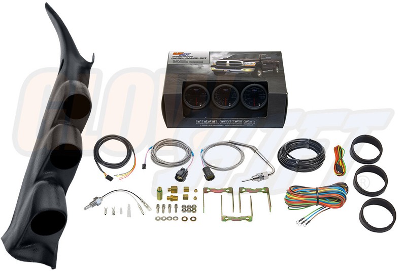 GlowShift T7 Boost EGT Trans Temp Gauges + Pod w Spk for 00-06 Chevy Duramax