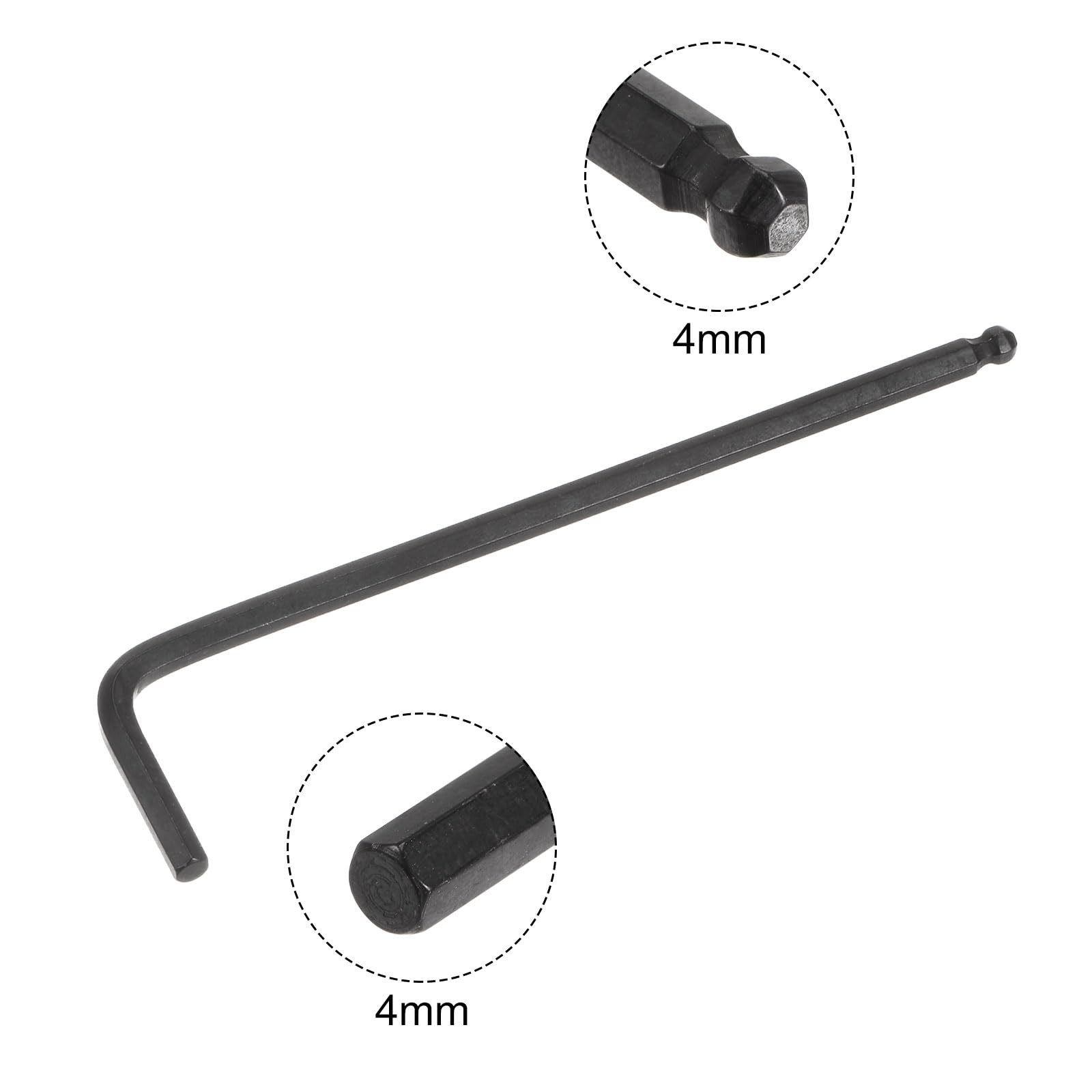 uxcell 4mm Ball End Hex Key Wrench, L Shaped Long Arm CR-V 4mm, Black gallery
