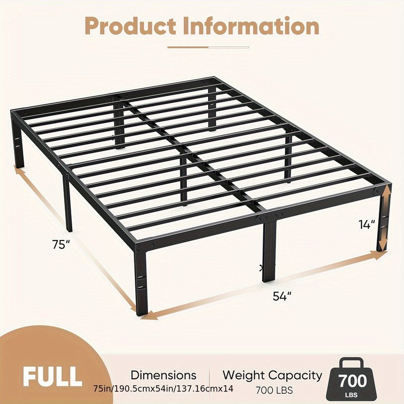 4 Size Platform Bed Frame - Sturdy Metal Mattress Foundation gallery