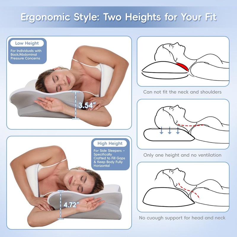 Cervical Neck Pillow Memory Foam Ergonomic Sleep Support Shoulder Pain Relief gallery