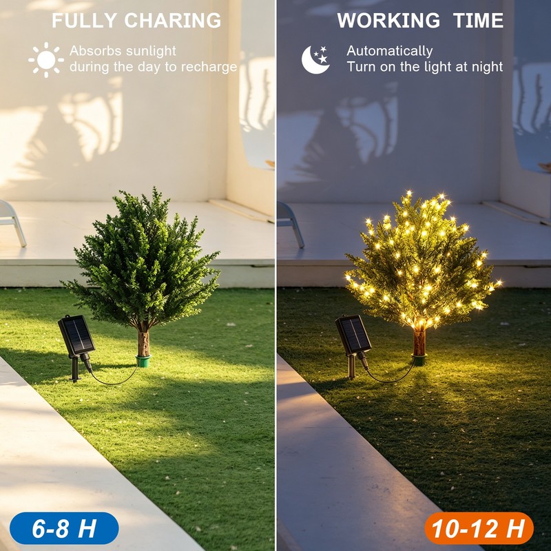 2PC Solar Artificial Cedar Topiary Ball Trees Lights for Porch Garden Backyard gallery