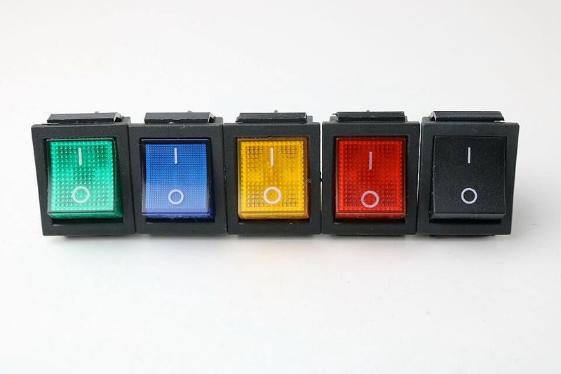 Panel Mount Rocker Switch I/O 4 Pins With LED Light Color 16A 250VAC/20A 125VAC gallery