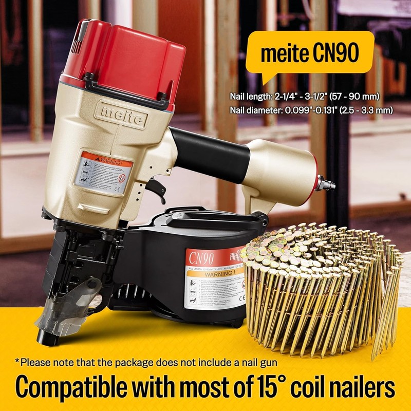meite Coil Nails, 3-1/4" × .131'' 15 Degree Round-Head Smooth Shank Galvanized gallery