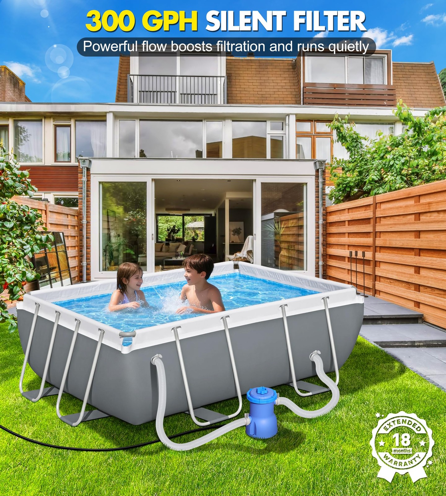 DeeprClean 300GPH Pool Filter Pump for Small Above Ground Pools, Promoted Wat... gallery