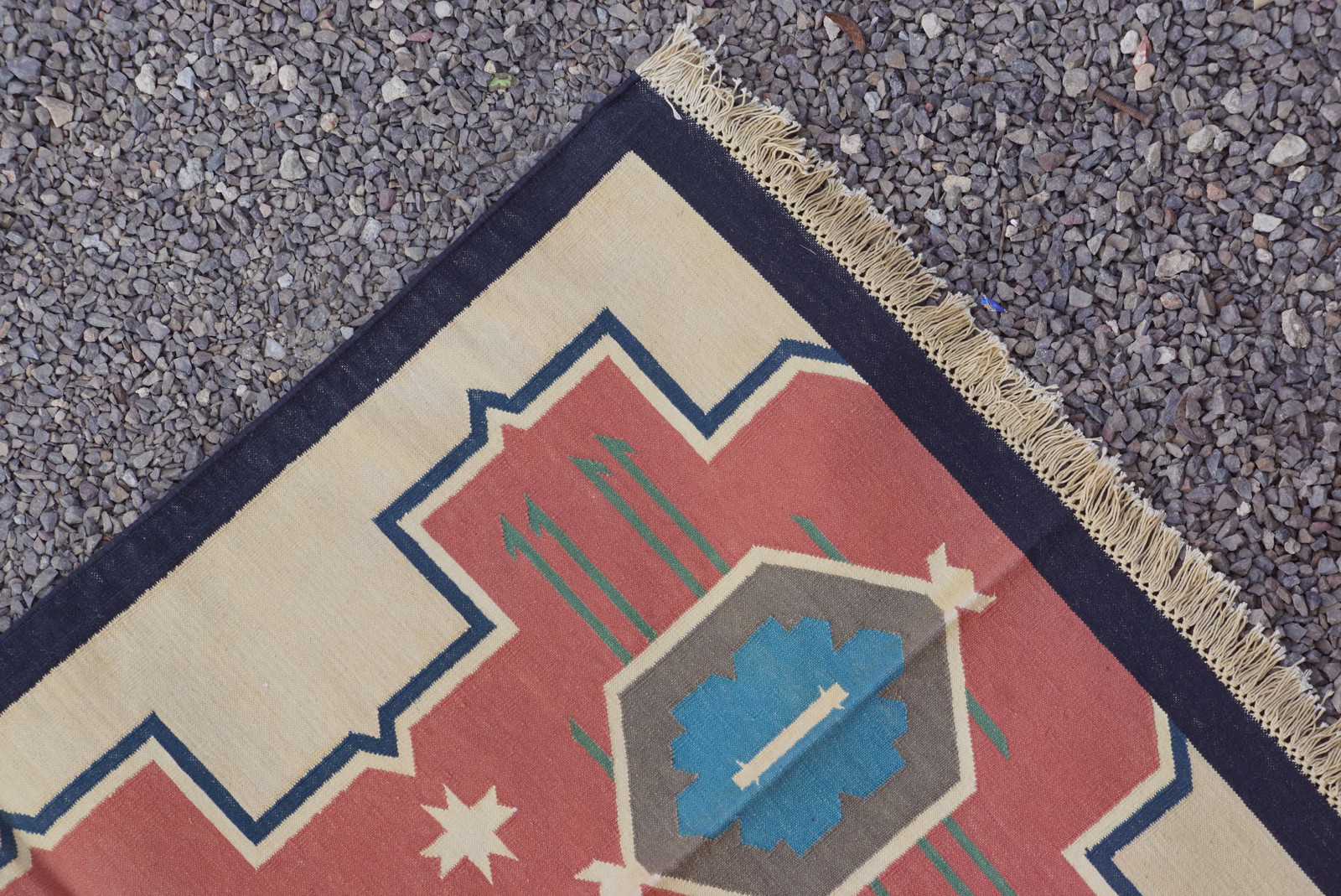 Rugmoda Cotton Southwestern Geometric 3x5 ft Blue Red Area Rug for Living Room gallery