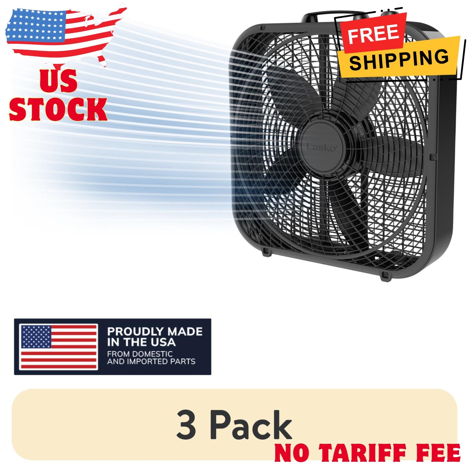 (3 pack) 20" Cool Colors Box Fan with Weather-Resistant Motor gallery