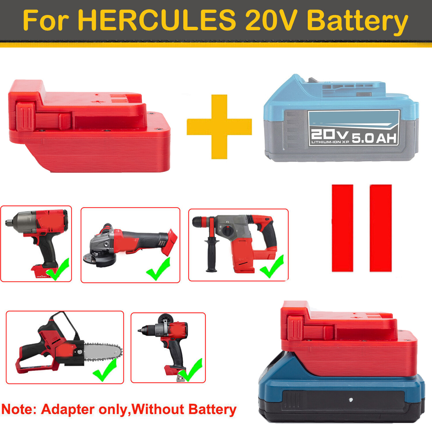 1× Adapter For Hercules 20V Li-ion Battery To Fits Milwaukee 18V Power Tools gallery