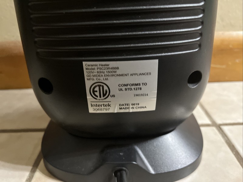 Pelonis Air Ceramic Tower Heater PSC23R4BBB Black 1,500 Watts 23 Inch Used gallery