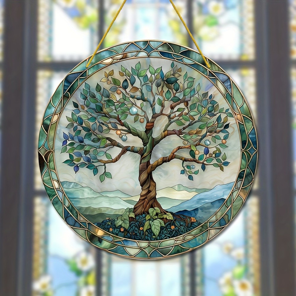 Green Leaf Tree Of Life Acrylic Suncatcher Balcony Patio Outdoor Hanging Decor gallery