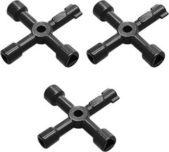 3 Pcs 4-Way Multi-Functional Utilities Key, Plumbing Key, Triangle Square Wrench