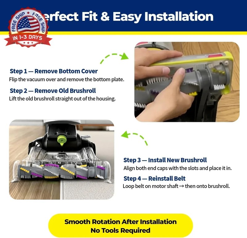 Vacuum Brush Roll & Belt Kit Durable ABS Pet Hair for Upright Cleaners gallery