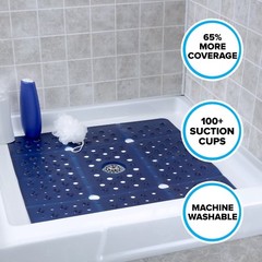 65% MORE COVERAGE! SlipX Solutions Navy Blue Extra Large Shower Mat (27″)