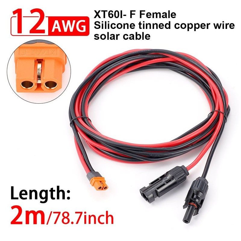 6ft/2m Solar Panel Extension Charging Cable XT60i Female to Solar Connector Wire gallery