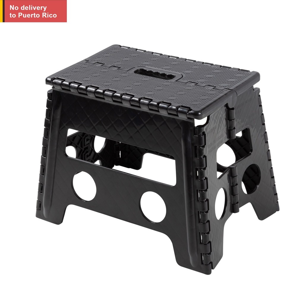 One Step Folding Step Stool, Black Plastic Fast delivery
