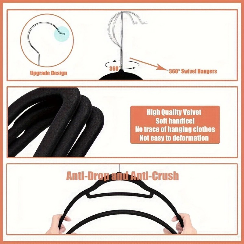 Hanger Central 25 Pack Black Plastic Pants Hangers with Extra Long Clips 12 inch gallery
