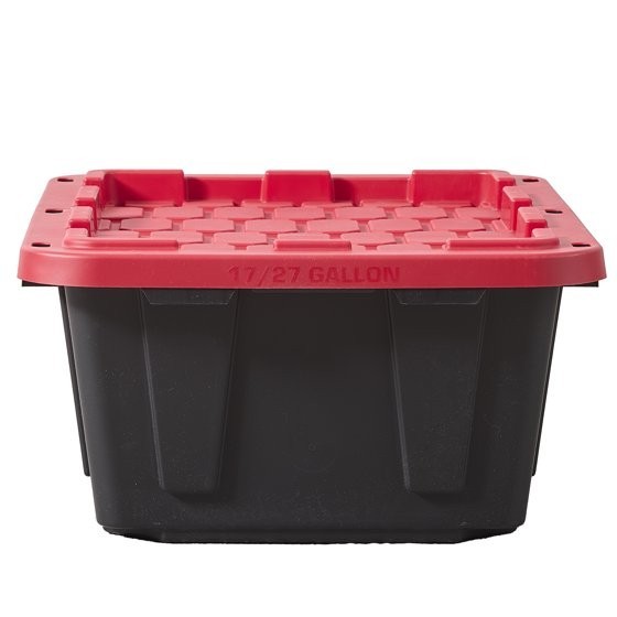 17 Gallon Medium Storage Bin with Snap Lid, Black and Red gallery