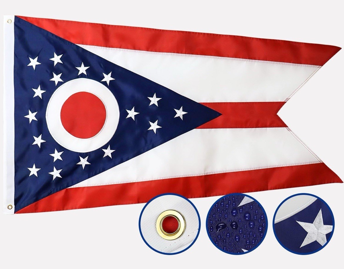 State Of Ohio Double-Sided 3 X 5 Embroidered Heavy Duty Outdoor Flag - New gallery