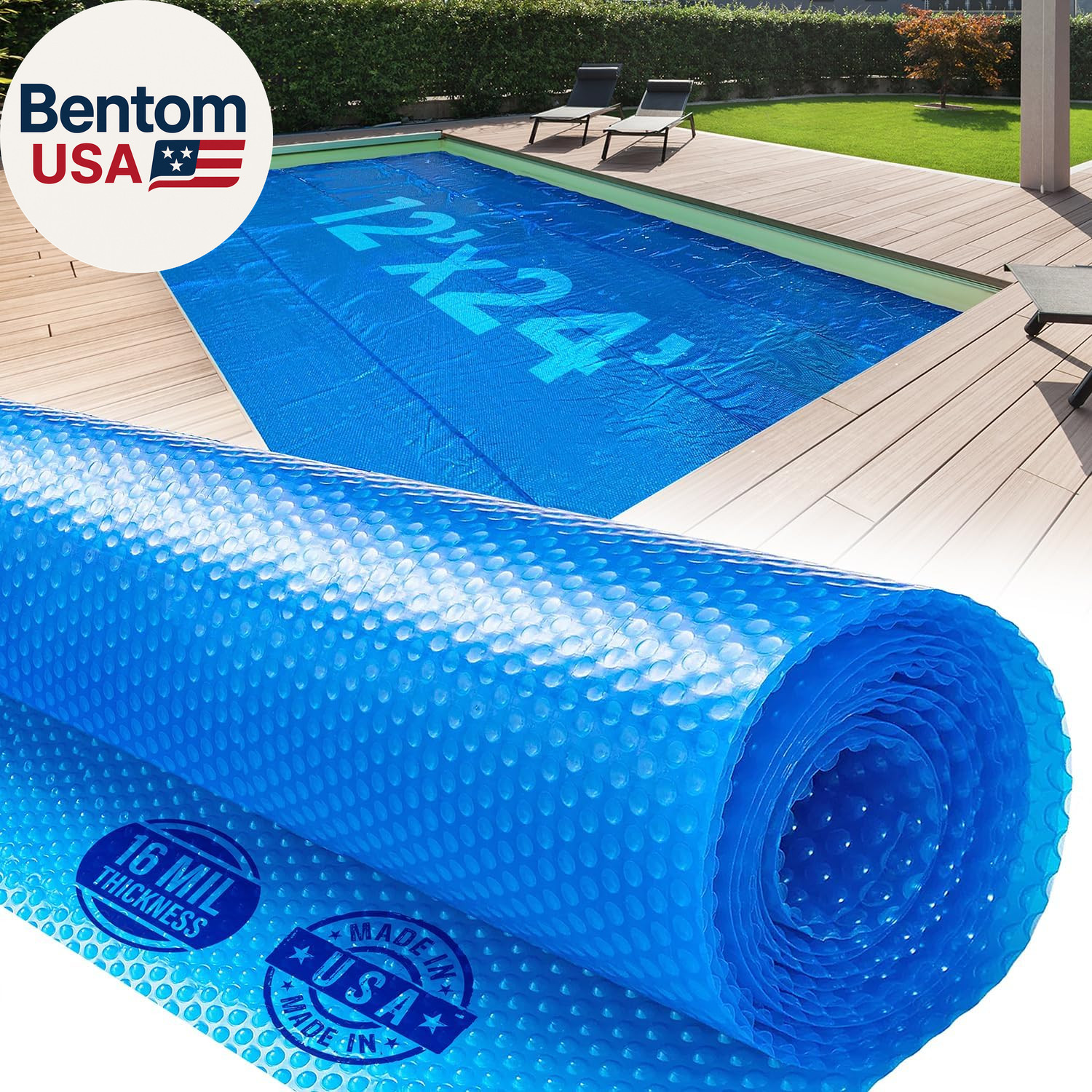 12 X 24 Foot Rectangle Solar Pool Cover for Inground and above Ground Pools, 16 gallery