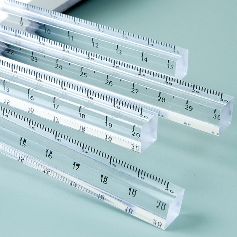 Transparent Acrylic Ruler Measuring Range 0-12 Inches Portable Mathematics Ruler gallery