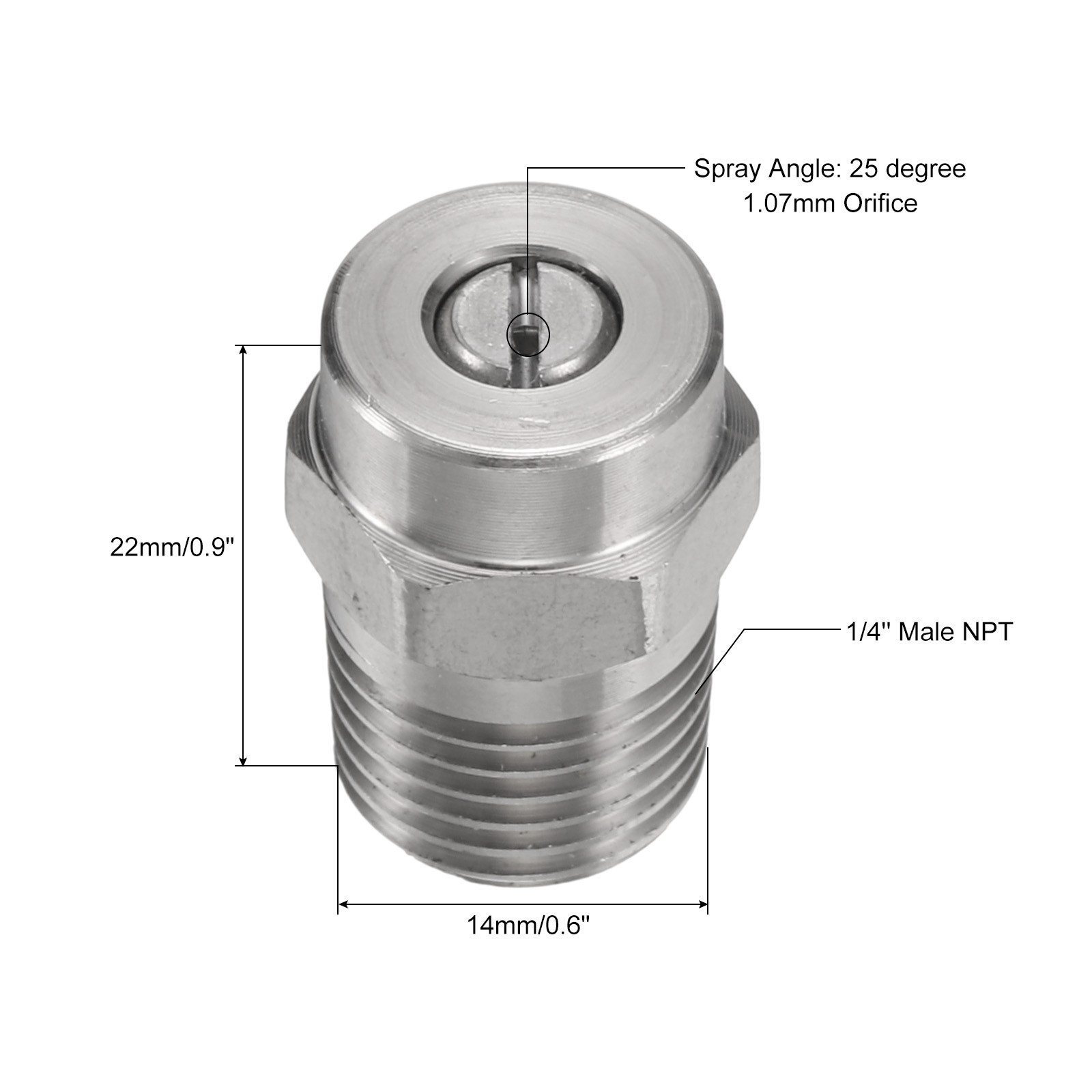 4Set Threaded Nozzle Tips with 1.07mm Orifice 1/4" Male NPT 25 Degree gallery