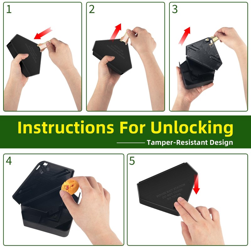 8 Pcs Mouse Bait Station with Keys Indoor Outdoor for Rats Mice Black 1 gallery