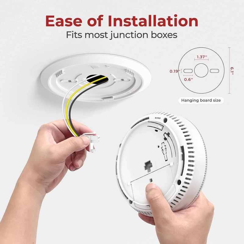 Hardwired Interconnected Smoke and Carbon Monoxide Detector Combo, 2 in 1 , 6pcs gallery