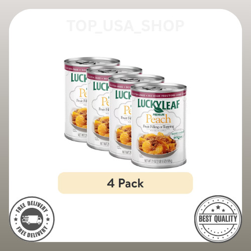 (4 pack) Leaf Premium Peach Fruit Filling & Topping, 21 oz