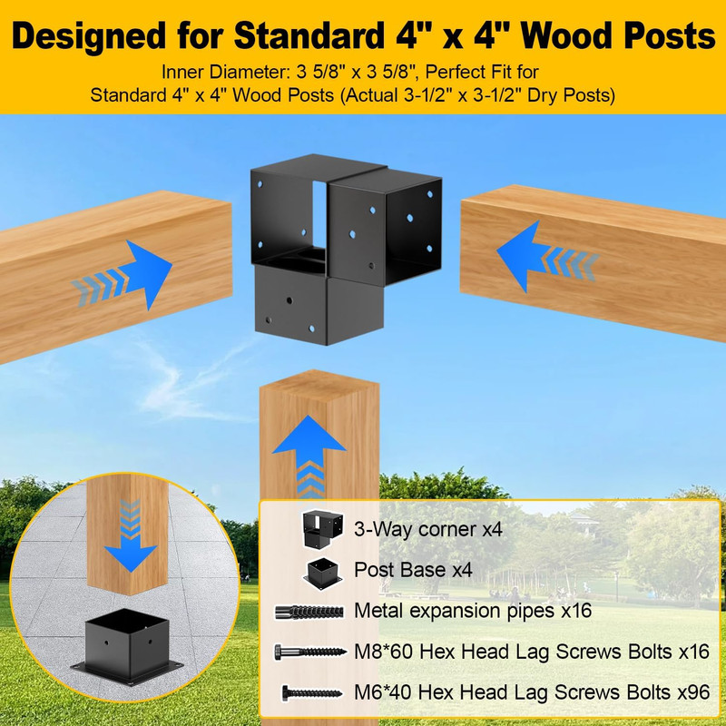 8PCS 4X4 Post Bracket, 4X4 Brackets for Pergola Kit, Deer Stand, Outdoor Platfor gallery