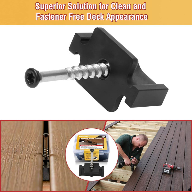 Universal Hidden Deck Fasteners with Stainless Steel Screws, 90 per Box gallery