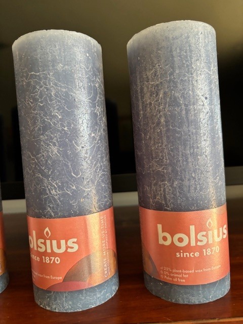 Four Bolsius Rustic Pillar Candle Twighlight Blue 190 x 68mm Burns 85 Hrs NEW gallery