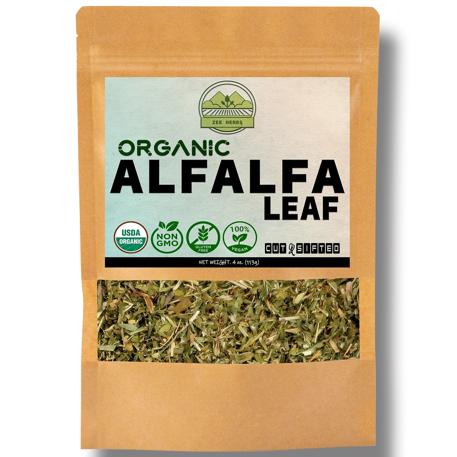 Organic Alfalfa Leaf 4 oz. (113g) Pack, USDA Certified Organic Alfalfa Leaf Herb gallery