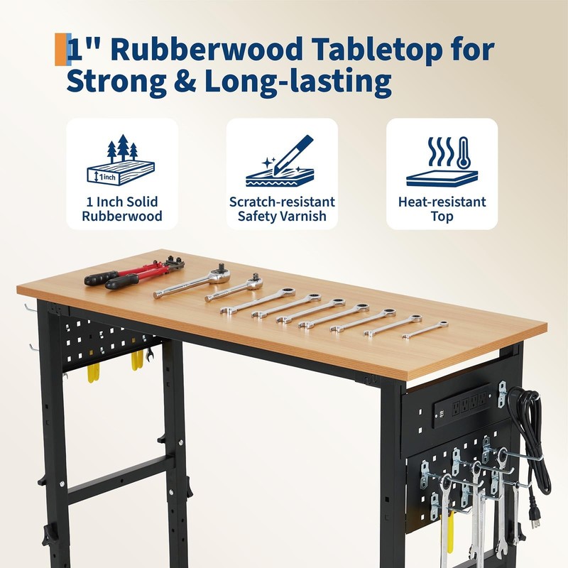 48" Adjustable Height Workbench ,2200LBS Load Heavy-Duty Work Bench Table Garage gallery