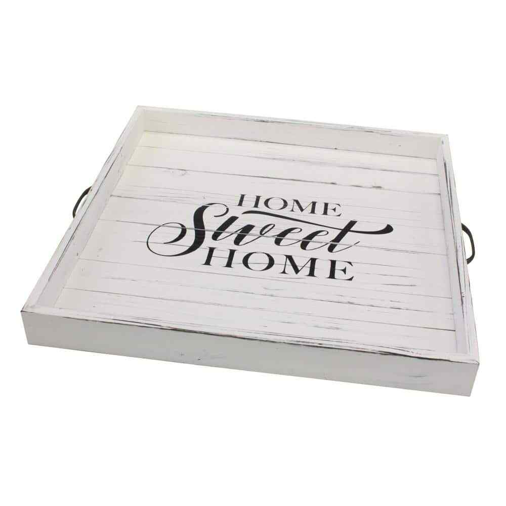 Stonebriar Collection White Wooden Decorative Tray gallery