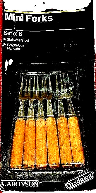 Aronson Mini Cocktail Forks Stainless Steel Wood Handle 6pk ** gallery