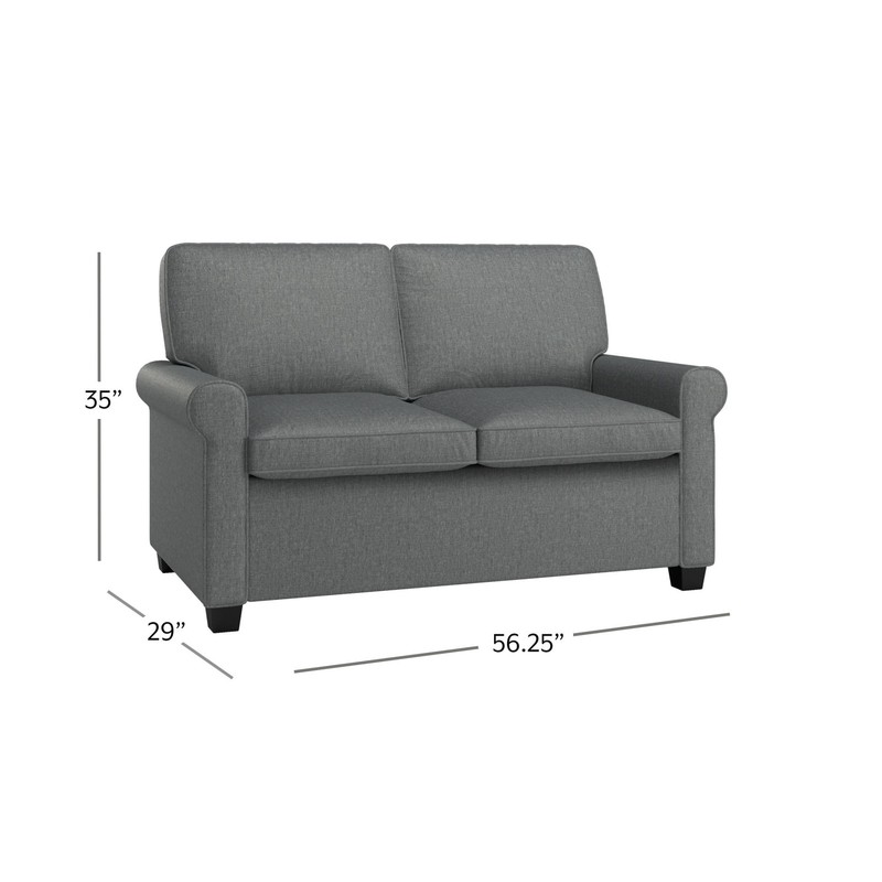 Sofa Bed Pull Out Sleeper Loveseat Couch Twin Adult Size Rolled Arms Gray gallery