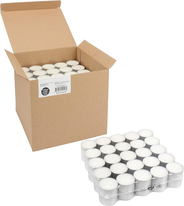 100 Pack Unscented 8 Hour Extended Burn Time Tea Light Candles, White, 100 Count gallery