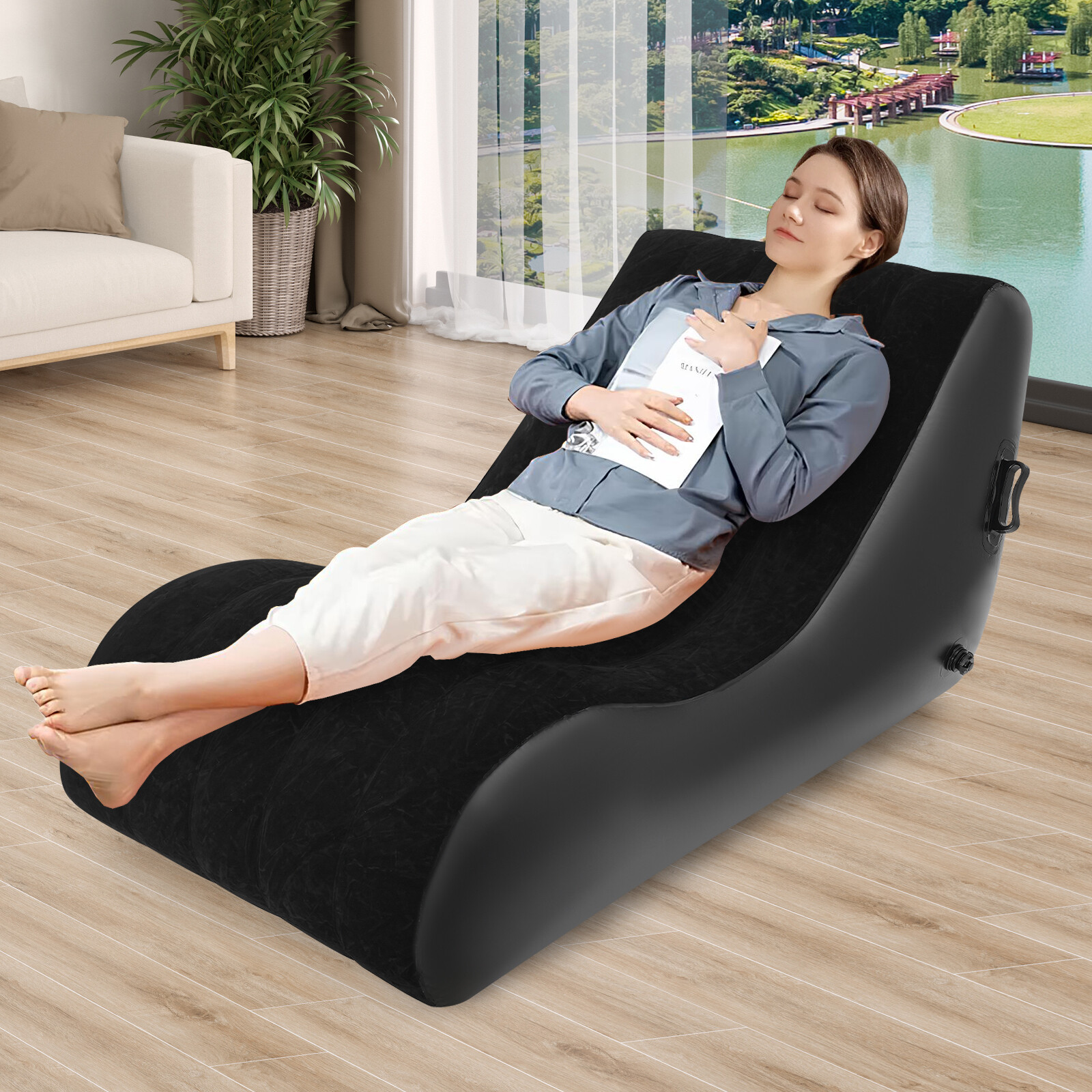 S-shaped Sofa Bed Modern Inflatable Sofa Bed Folding Sofa Bed Black Sofa Bed gallery