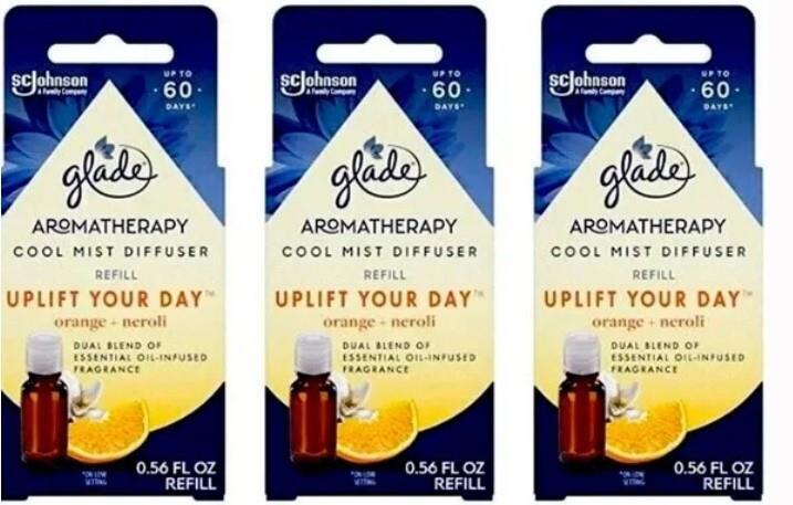 3 NEW GLADE AROMATHERAPY COOL MIST DIFUSER OIL PURE HAPPINESS ORANGE & NEROLOI gallery