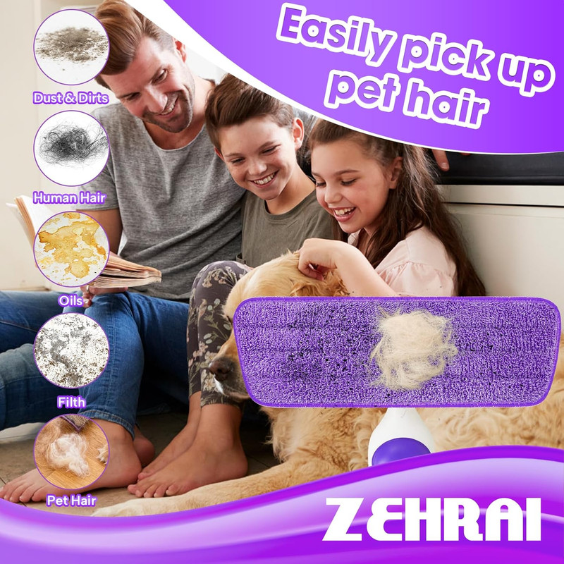 6 Pack Reusable Microfiber Mop Pads for Swiffer Powermop, 13-16 Inch Spray Mop R gallery