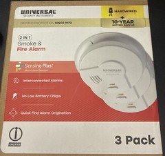 Universal Security 3 Pack Hardwired Smoke Detector W/ Ionization Sensor