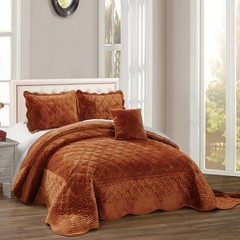 Home Soft Things Super Soft Microplush 4 Piece Bedspread Set Oversize Queen 110″