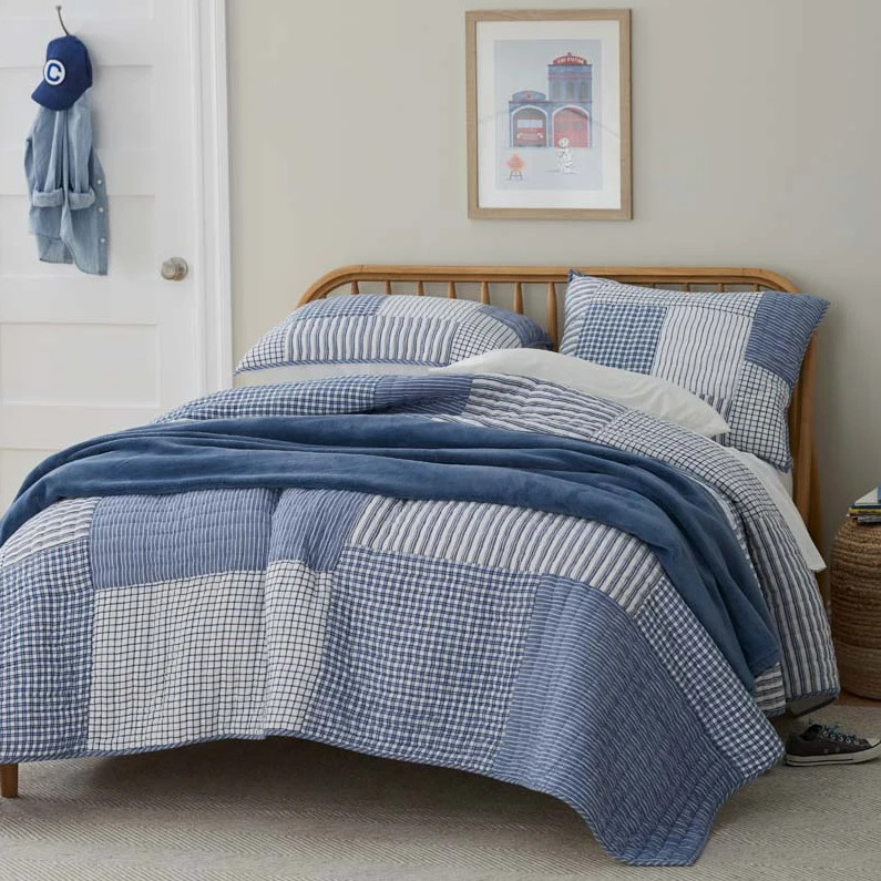 The Company Store Stripe Block Yarn-Dyed Patchwork Quilt gallery