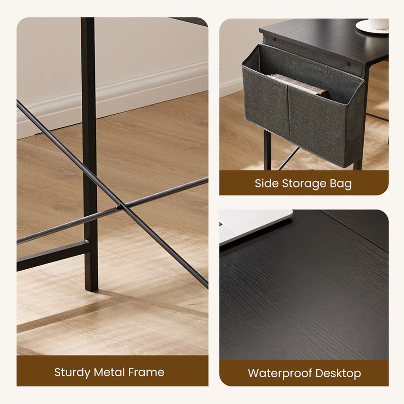 CONCETTA 49" Reversible Corner Desk, Black, CPU Stand & Bag gallery