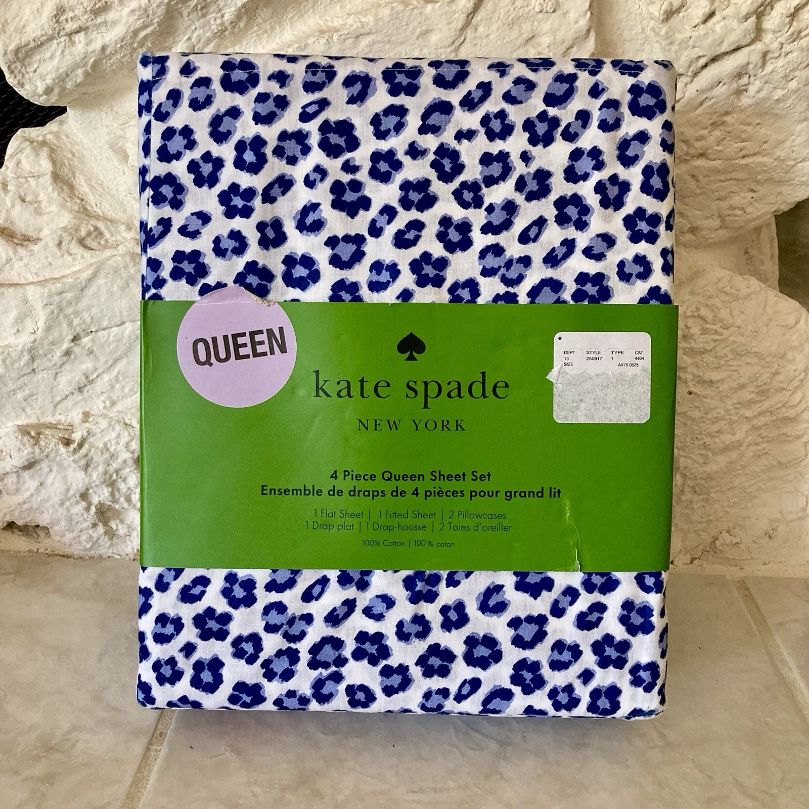 NWT Kate Spade queen sheet set in “leopard floral “print, “ nighttime” color gallery