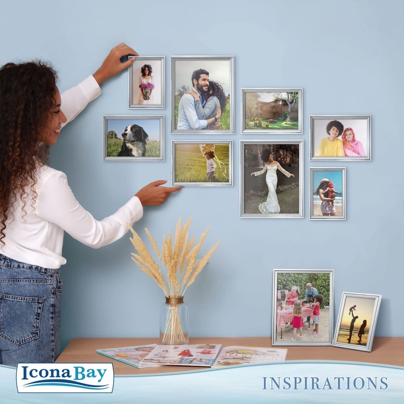 8x10 Silver Picture Frames - 6 Pack, Stylish Molding, Wall Mount/Tabletop Decor gallery