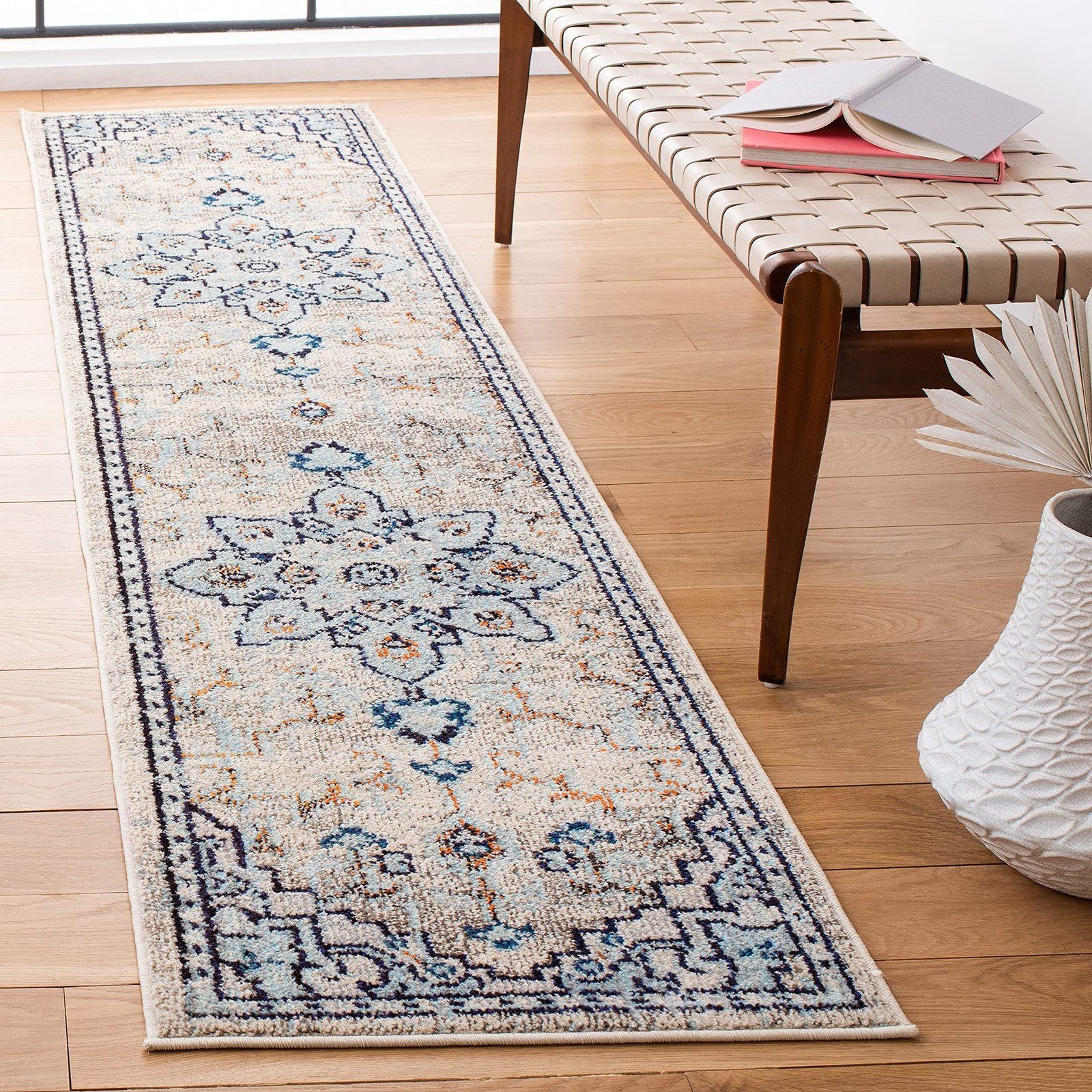 Safavieh Madison Collection Runner Rug - 22 X 6 Ivory Light Blue Boho gallery