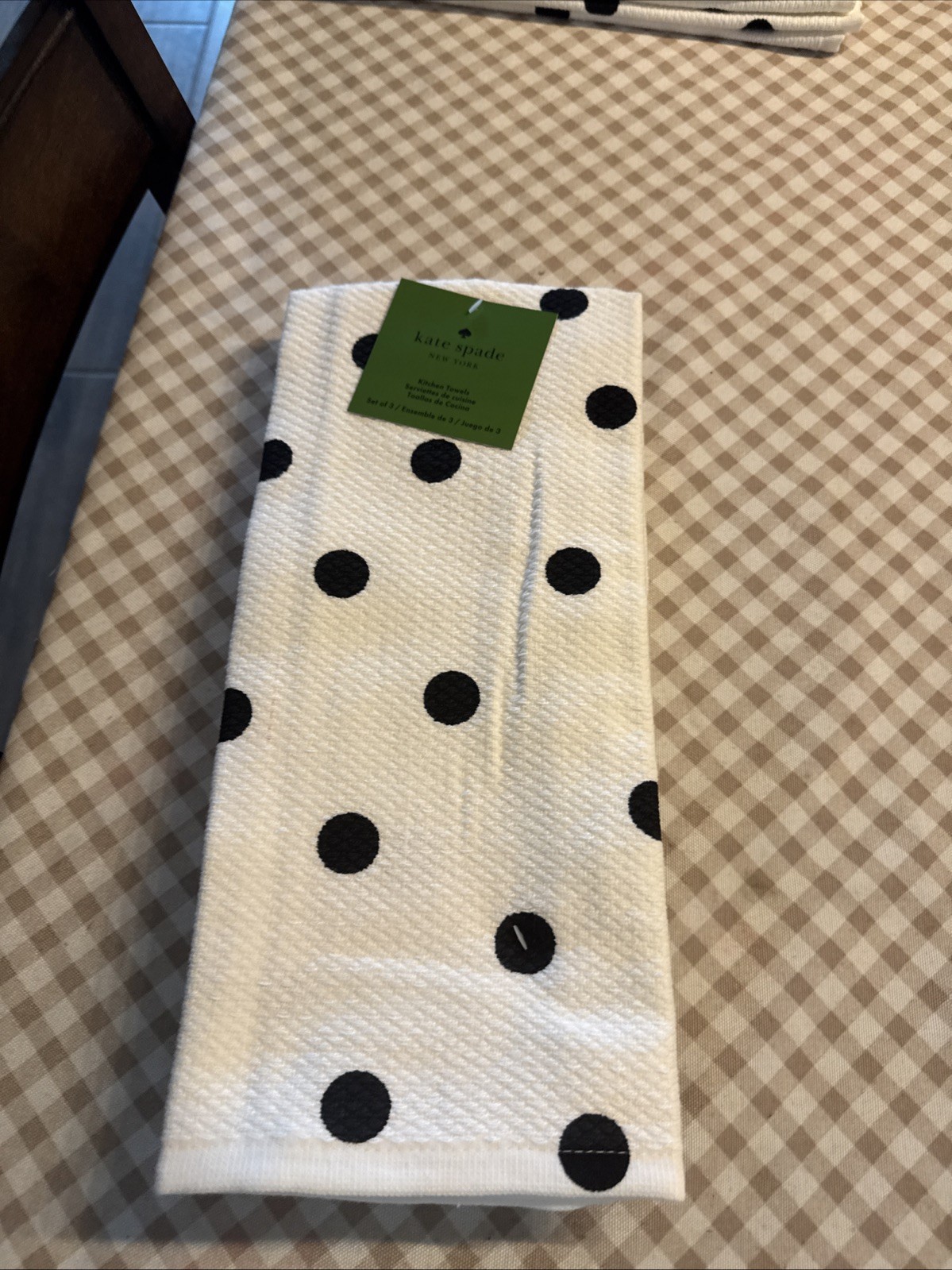 Kate Spade Polka Dot Dish Towel Set of 3 Black & White gallery